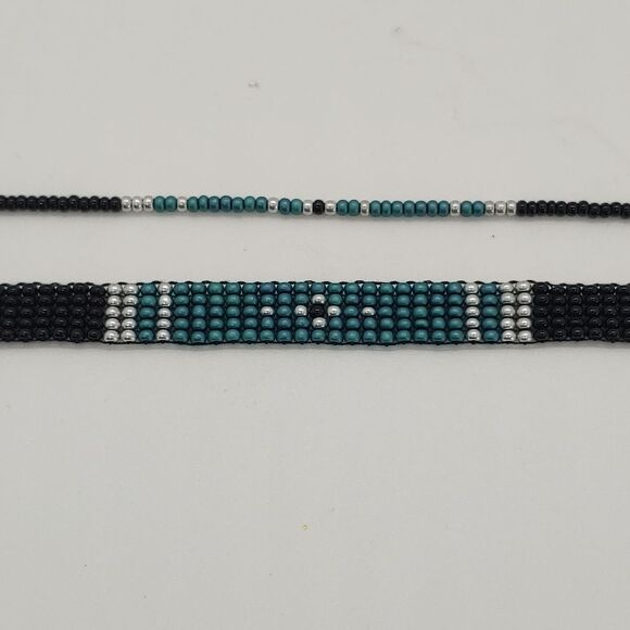 Loom Beaded Bracelet Set Green and Black - Picture 4 of 5